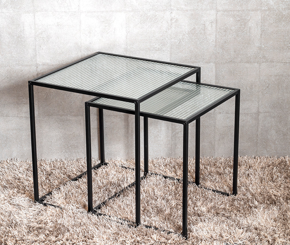 HAKU Möbel Beistelltisch aus Metall mit Glas in Schwarz
