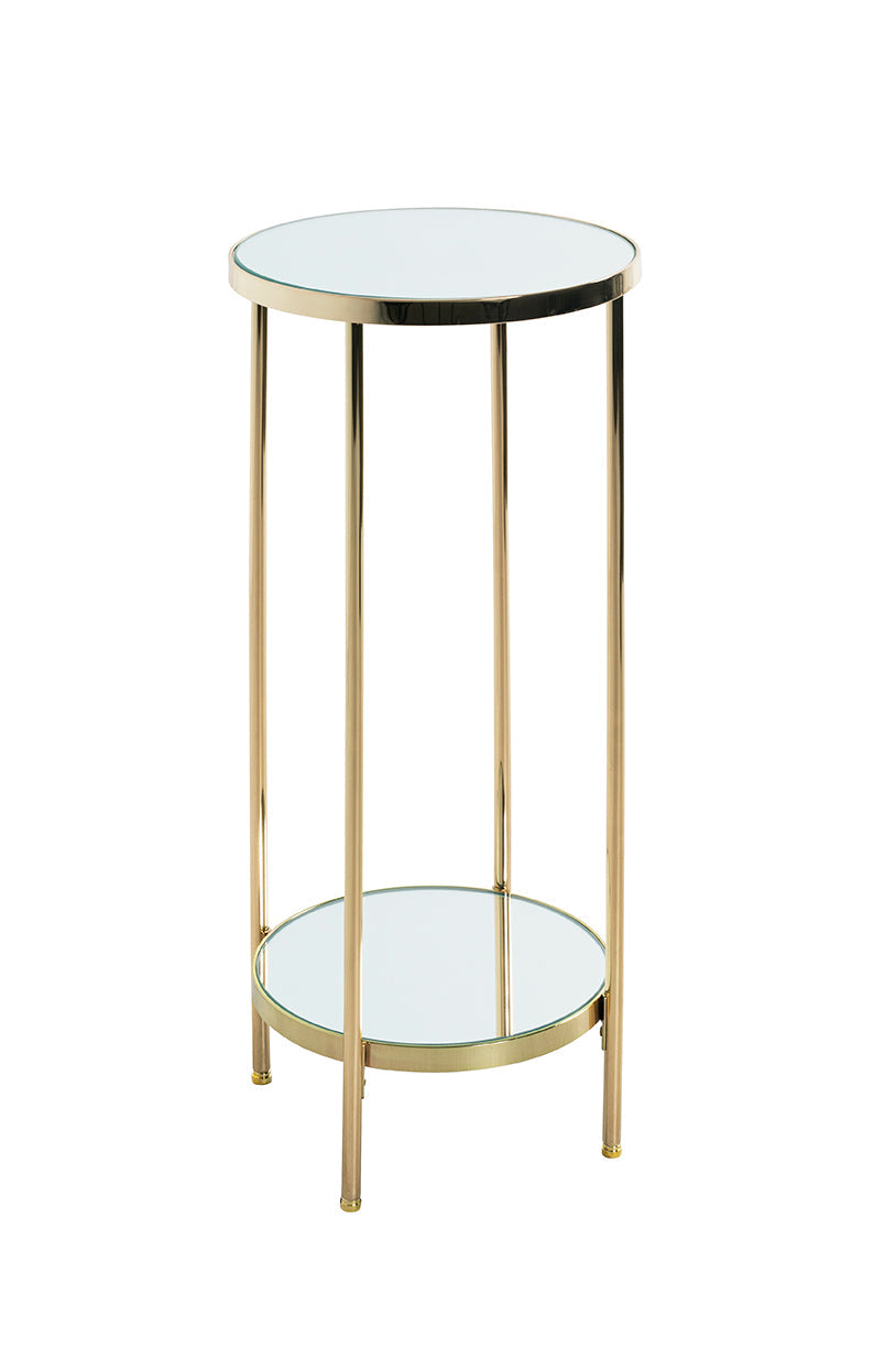 HAKU Möbel Blumensäule aus Metall mit Spiegel 28 x 66 cm in Vermessingt