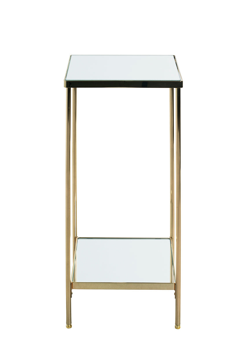 HAKU Möbel Blumensäule aus Metall mit Spiegel 28 x 28 x 66 cm in Vermessingt