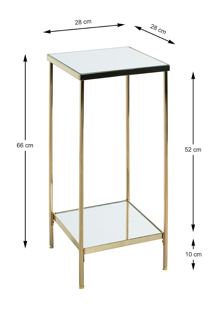 HAKU Möbel Blumensäule aus Metall mit Spiegel 28 x 28 x 66 cm in Vermessingt