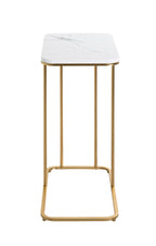 HAKU Möbel Beistelltisch aus Metall C-Gestell in Gold, Marmoroptik