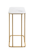 HAKU Möbel Beistelltisch aus Metall C-Gestell in Gold, Marmoroptik