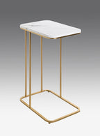 HAKU Möbel Beistelltisch aus Metall C-Gestell in Gold, Marmoroptik