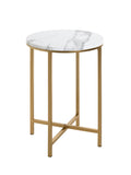 HAKU Möbel Beistelltisch aus Metall X-Gestell 39 x 53 cm in Gold, Marmoroptik