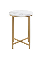 HAKU Möbel Beistelltisch aus Metall X-Gestell 39 x 53 cm in Gold, Marmoroptik