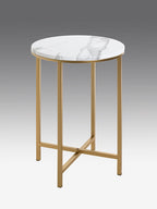 HAKU Möbel Beistelltisch aus Metall X-Gestell 39 x 53 cm in Gold, Marmoroptik