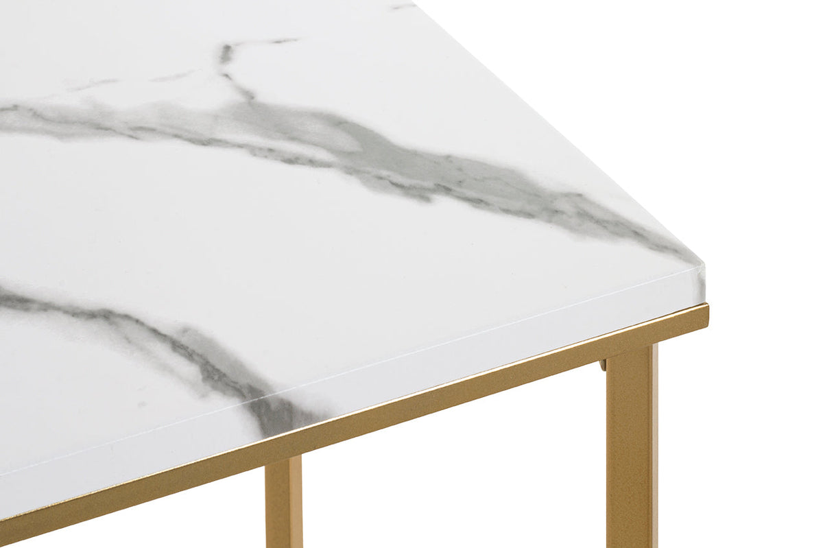HAKU Möbel Beistelltisch aus Metall X-Gestell 39 x 39 x 55 cm in Gold, Marmoroptik