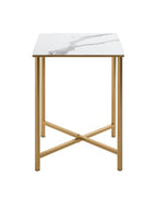 HAKU Möbel Beistelltisch aus Metall X-Gestell 39 x 39 x 55 cm in Gold, Marmoroptik