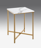 HAKU Möbel Beistelltisch aus Metall X-Gestell 39 x 39 x 55 cm in Gold, Marmoroptik