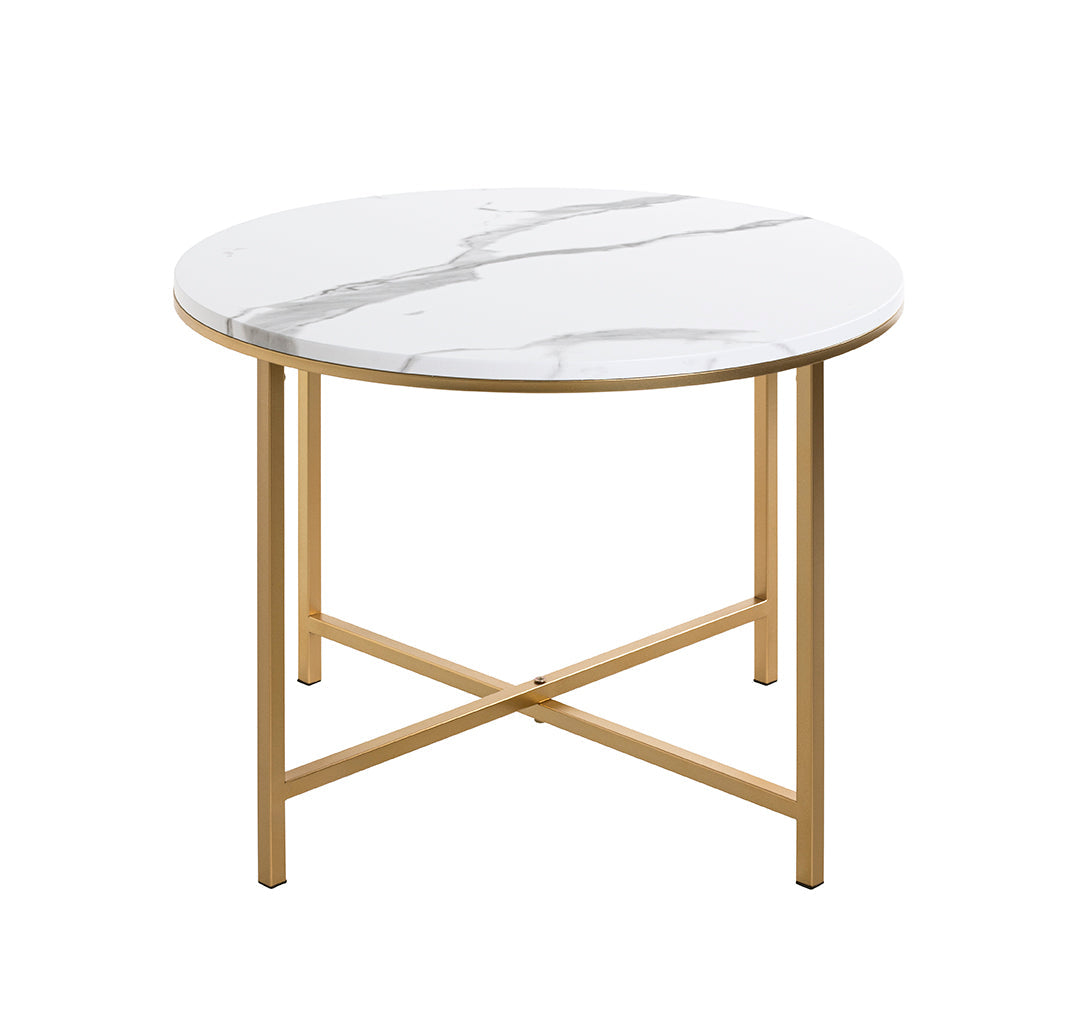 HAKU Möbel Beistelltisch aus Metall X-Gestell in Gold 60 x 45 cm