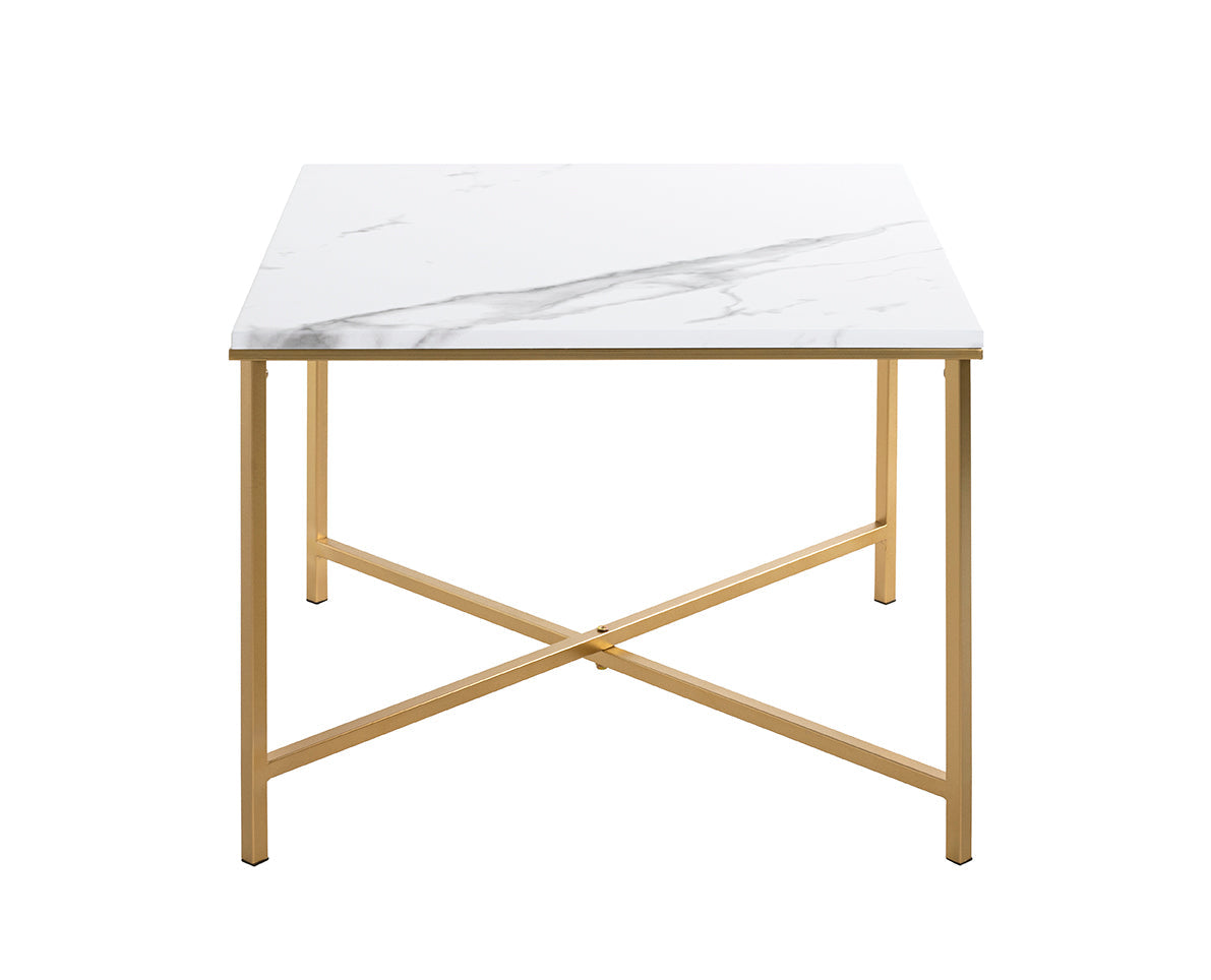 HAKU Möbel Beistelltisch aus Metall X-Gestell in Gold 60 x 60 x 47 cm