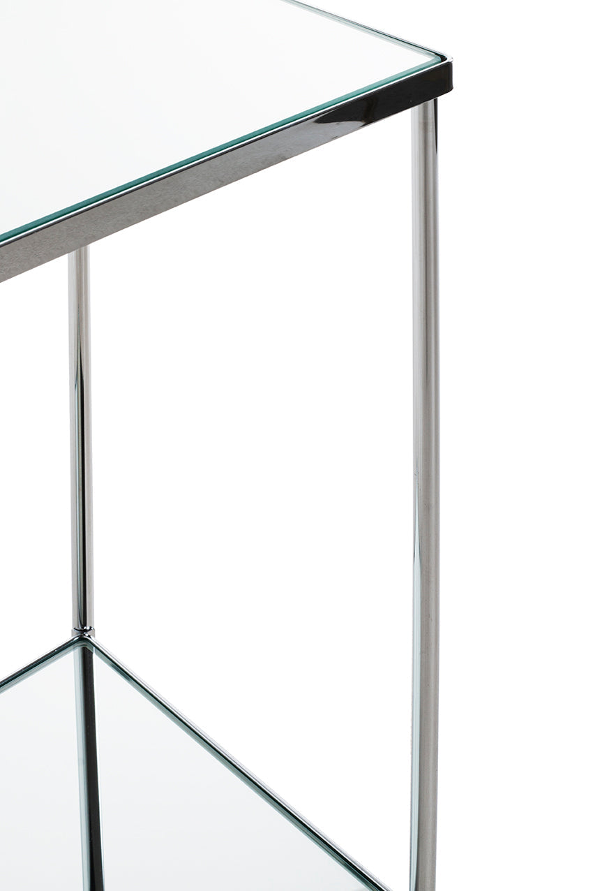 HAKU Möbel Blumensäule aus Metall mit Spiegel 28 x 28 x 66 cm in Chrom