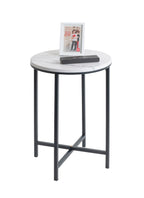 HAKU Möbel Beistelltisch aus Metall X-Gestell 39 x 53 cm in Anthrazit, Marmoroptik