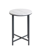 HAKU Möbel Beistelltisch aus Metall X-Gestell 39 x 53 cm in Anthrazit, Marmoroptik