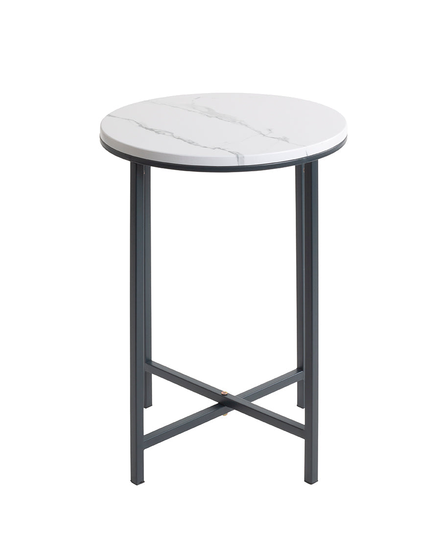 HAKU Möbel Beistelltisch aus Metall X-Gestell 39 x 53 cm in Anthrazit, Marmoroptik