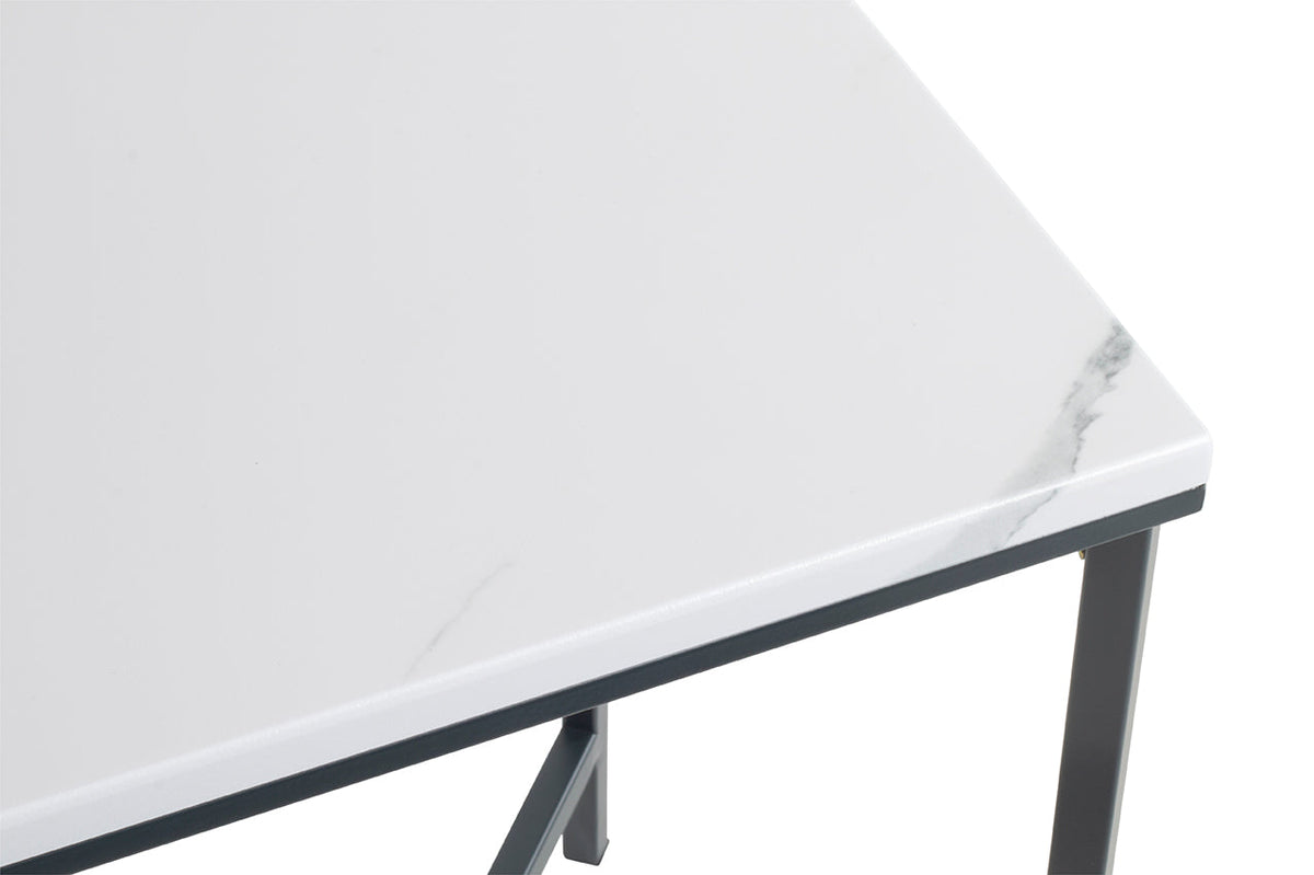 HAKU Möbel Beistelltisch aus Metall X-Gestell 39 x 39 x 55 cm in Anthrazit, Marmoroptik