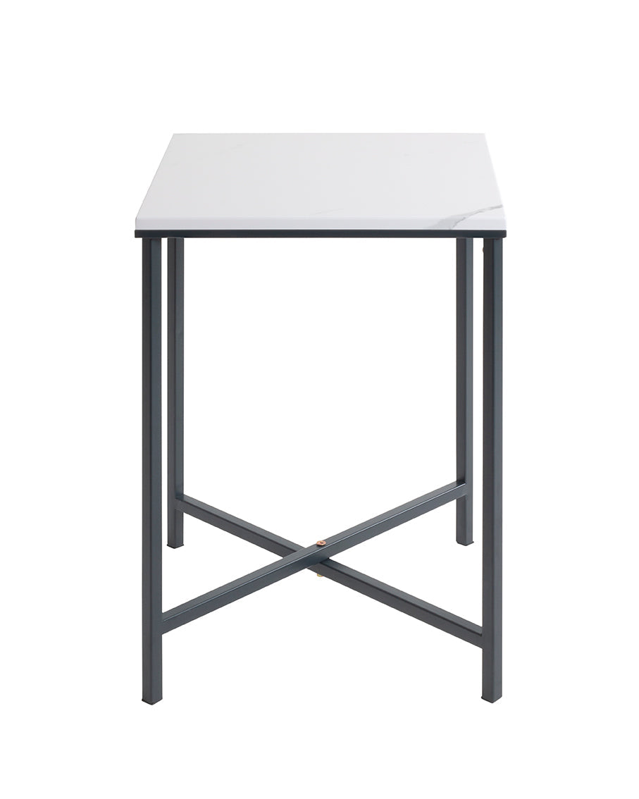 HAKU Möbel Beistelltisch aus Metall X-Gestell 39 x 39 x 55 cm in Anthrazit, Marmoroptik