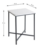 HAKU Möbel Beistelltisch aus Metall X-Gestell 39 x 39 x 55 cm in Anthrazit, Marmoroptik