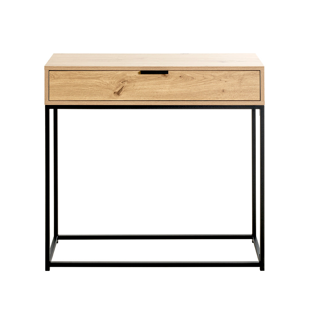 HAKU Möbel Konsole aus Holzwerkstoff Kippschutz 80 x 28 x 77 cm in Eiche, Schwarz (Eiche hell)