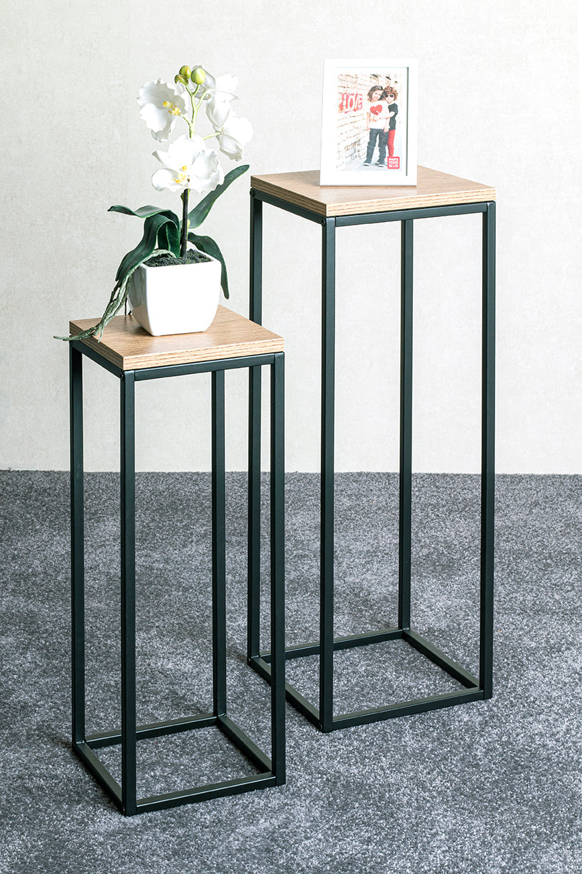 HAKU Möbel Blumensäule aus Metall kratzbeständig in Schwarz B 19-23 cm H 54-67 cm, 23 x 23 cm, H 67 cm
