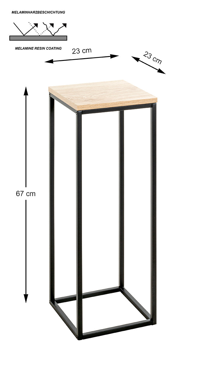 HAKU Möbel Blumensäule aus Metall kratzbeständig in Schwarz B 19-23 cm H 54-67 cm, 23 x 23 cm, H 67 cm