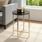 HAKU Möbel Beistelltisch aus Metall X-Gestell 39 x 53 cm in Anthrazit, Gold
