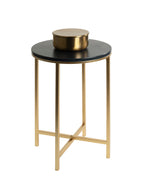 HAKU Möbel Beistelltisch aus Metall X-Gestell 39 x 53 cm in Anthrazit, Gold