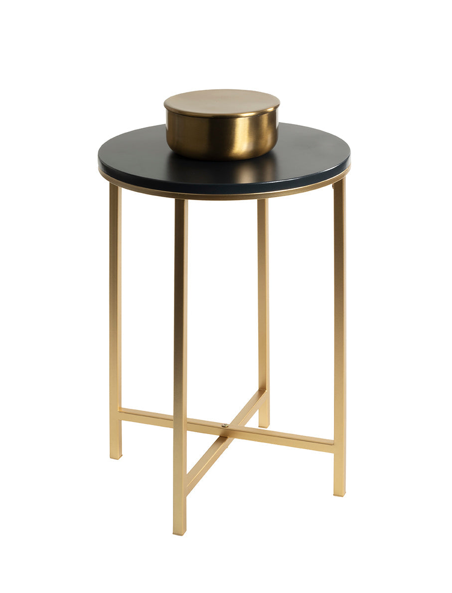 HAKU Möbel Beistelltisch aus Metall X-Gestell 39 x 53 cm in Anthrazit, Gold