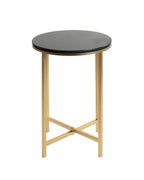 HAKU Möbel Beistelltisch aus Metall X-Gestell 39 x 53 cm in Anthrazit, Gold