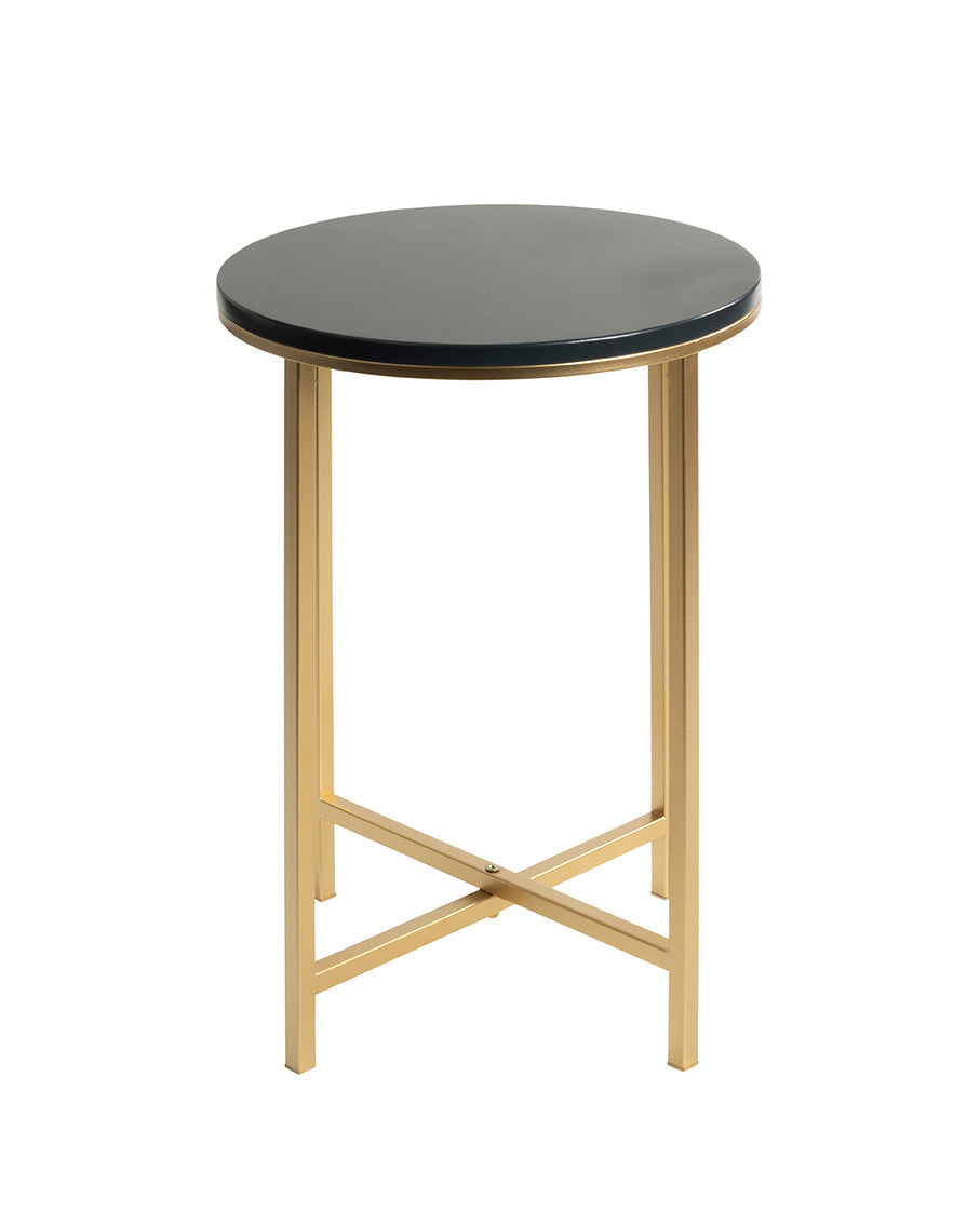 HAKU Möbel Beistelltisch aus Metall X-Gestell 39 x 53 cm in Anthrazit, Gold