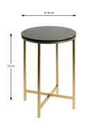 HAKU Möbel Beistelltisch aus Metall X-Gestell 39 x 53 cm in Anthrazit, Gold