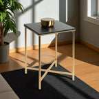 HAKU Möbel Beistelltisch aus Metall X-Gestell 39 x 39 x 55 cm in Anthrazit, Gold