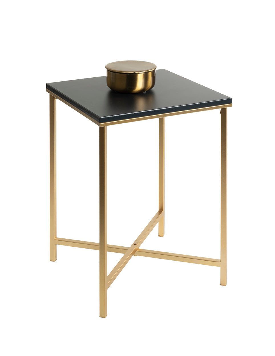 HAKU Möbel Beistelltisch aus Metall X-Gestell 39 x 39 x 55 cm in Anthrazit, Gold