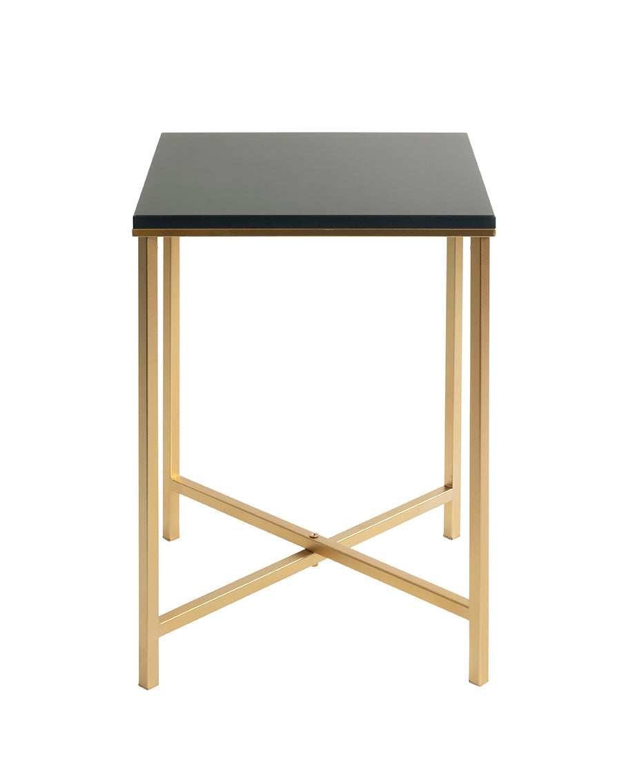HAKU Möbel Beistelltisch aus Metall X-Gestell 39 x 39 x 55 cm in Anthrazit, Gold