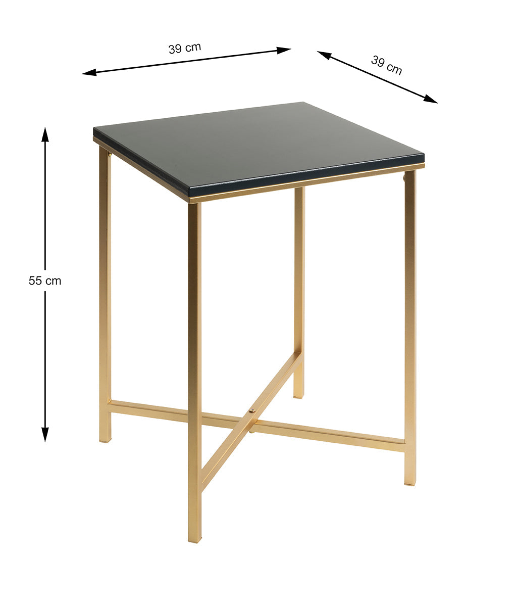 HAKU Möbel Beistelltisch aus Metall X-Gestell 39 x 39 x 55 cm in Anthrazit, Gold
