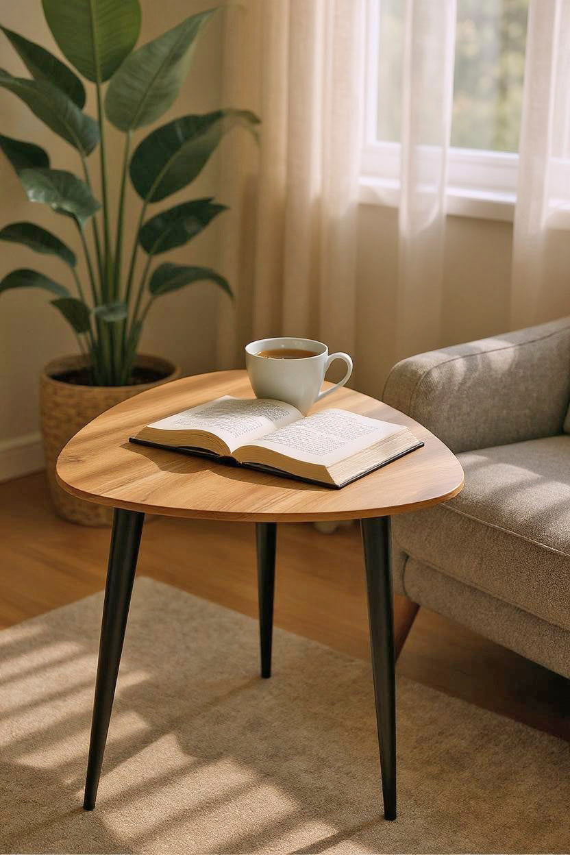 HAKU Möbel Beistelltisch aus Massivholz Schweizer Kante in Braun B 46-55 cm H 41-46 cm, 55 x 55 cm, H 46 cm