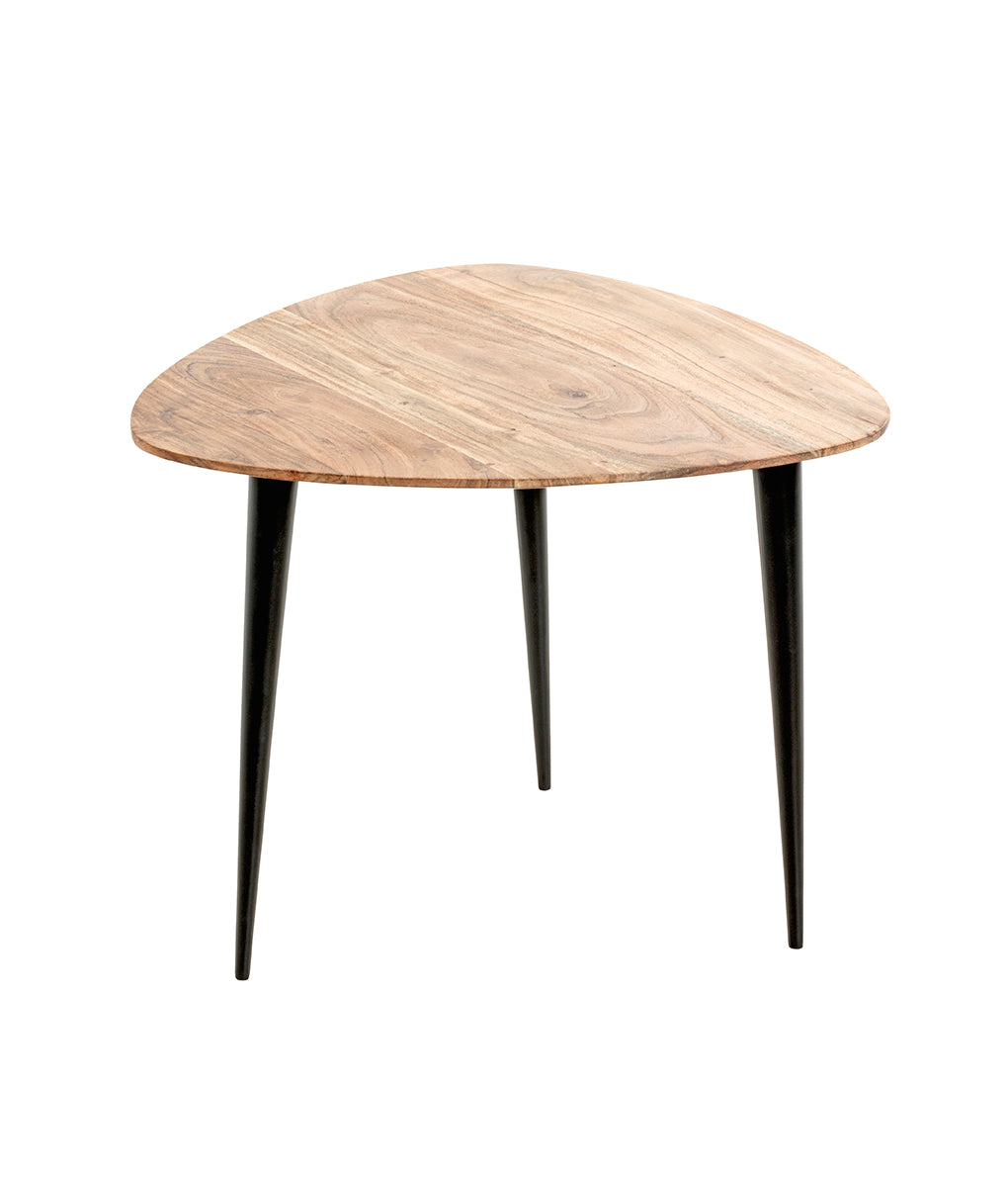 HAKU Möbel Beistelltisch aus Massivholz Schweizer Kante in Braun B 46-55 cm H 41-46 cm, 55 x 55 cm, H 46 cm