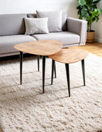 HAKU Möbel Beistelltisch aus Massivholz Schweizer Kante in Braun B 46-55 cm H 41-46 cm, 46 x 46 cm, H 41 cm
