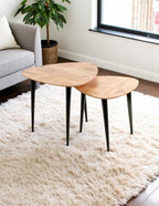HAKU Möbel Beistelltisch aus Massivholz Schweizer Kante in Braun B 46-55 cm H 41-46 cm, 46 x 46 cm, H 41 cm