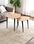 HAKU Möbel Beistelltisch aus Massivholz Schweizer Kante in Braun B 46-55 cm H 41-46 cm, 46 x 46 cm, H 41 cm