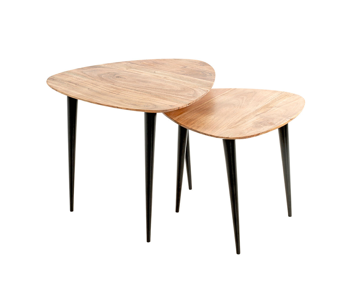 HAKU Möbel Beistelltisch aus Massivholz Schweizer Kante in Braun B 46-55 cm H 41-46 cm, 46 x 46 cm, H 41 cm