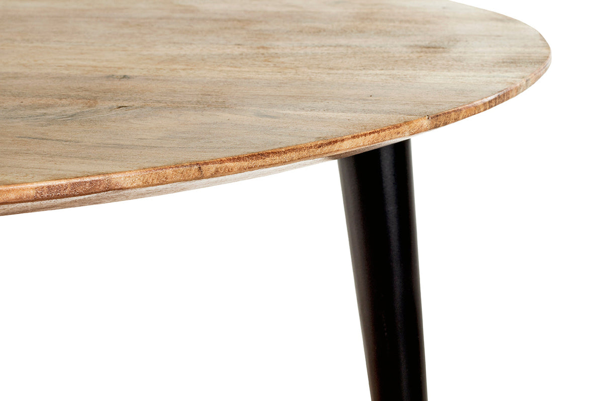 HAKU Möbel Beistelltisch aus Massivholz Schweizer Kante in Braun H 41-46 cm Ø 50-65 cm, Ø 65 cm, H 46 cm