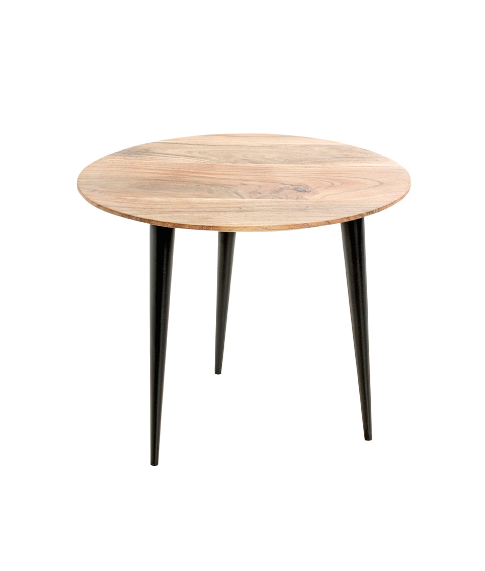 HAKU Möbel Beistelltisch aus Massivholz Schweizer Kante in Braun H 41-46 cm Ø 50-65 cm, Ø 50 cm, H 41 cm
