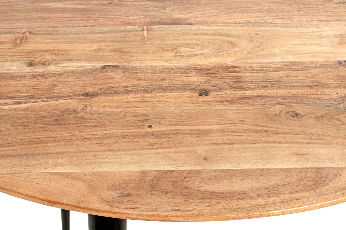 HAKU Möbel Beistelltisch aus Massivholz Schweizer Kante in Braun H 41-46 cm Ø 50-65 cm, Ø 50 cm, H 41 cm