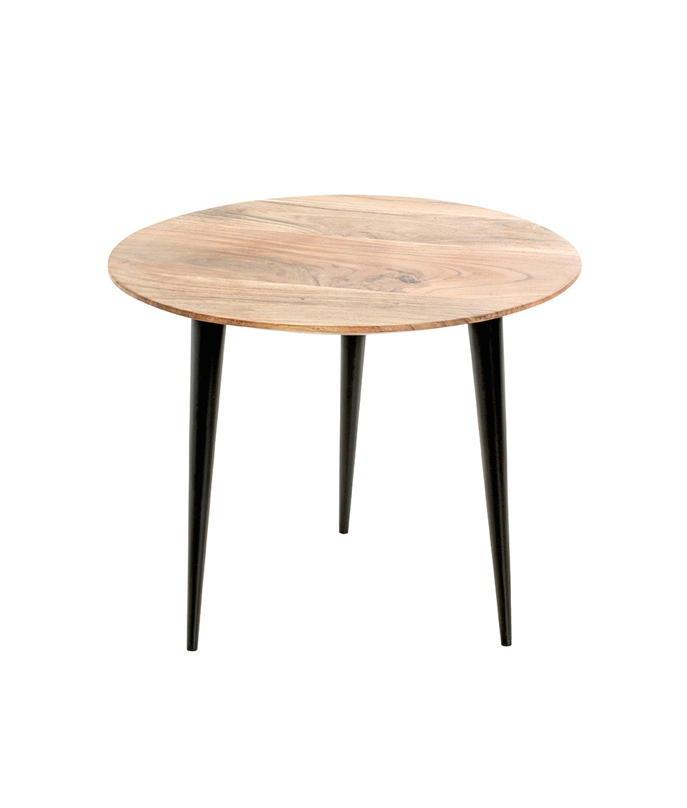 HAKU Möbel Beistelltisch aus Massivholz Schweizer Kante in Braun H 41-46 cm Ø 50-65 cm, Ø 50 cm, H 41 cm