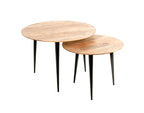 HAKU Möbel Beistelltisch aus Massivholz Schweizer Kante in Braun H 41-46 cm Ø 50-65 cm, Ø 50 cm, H 41 cm