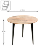 HAKU Möbel Beistelltisch aus Massivholz Schweizer Kante in Braun H 41-46 cm Ø 50-65 cm, Ø 50 cm, H 41 cm
