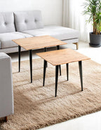 HAKU Möbel Beistelltisch aus Massivholz Schweizer Kante in Braun B 46-55 cm H 41-46 cm, 55 x 55 cm, H 46 cm
