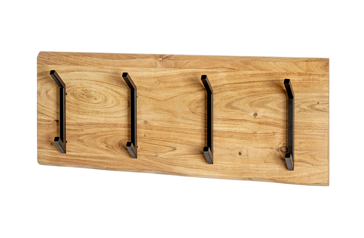 HAKU Möbel Wandgarderobe aus Massivholz Baumkante in Braun B 90 cm H 15-36 cm, 90 x 12 cm, H 36 cm