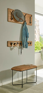 HAKU Möbel Wandgarderobe aus Massivholz Baumkante in Braun B 90 cm H 15-36 cm, 90 x 12 cm, H 36 cm